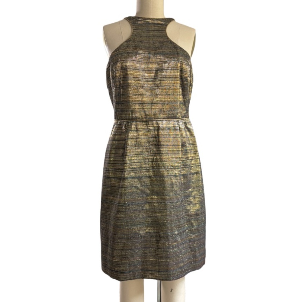 Silk metallic Miles David Atelier Houston high neck Midi Dress Cocktail